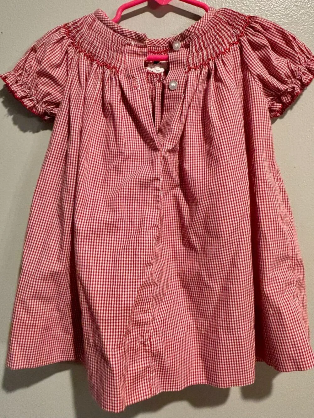 Classic Whimsy Smocked Santa Gingham Dress - 9M